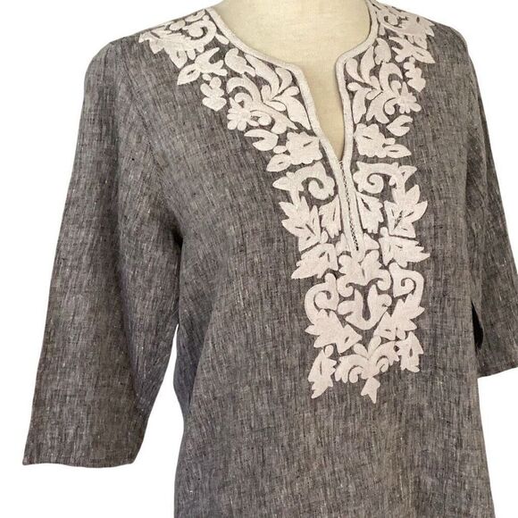 Roller Rabbit Anthropologie 100% Linen Tunic Top Dress Women’s Small Embroidered - Picture 4 of 9